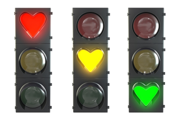 Red, yellow, and green lights representing various safe words.