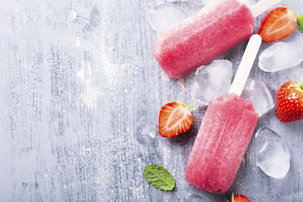 Popsicles and Strawberries for temperature sensory play.