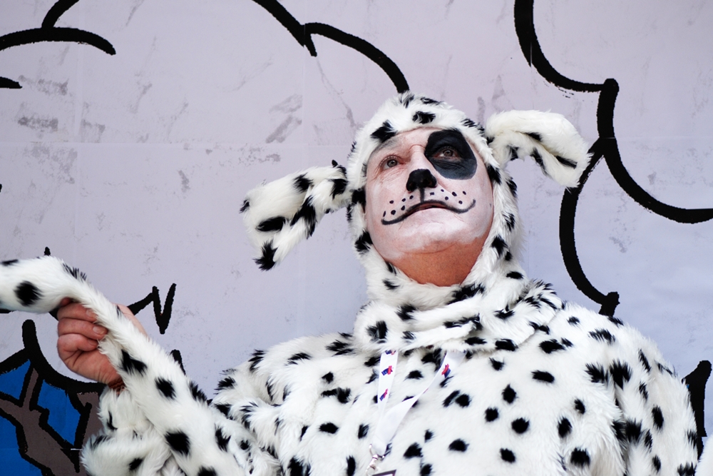 Man in Dalmatian Costume