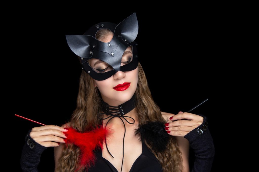 woman dressed for cat girl fetish roleplay